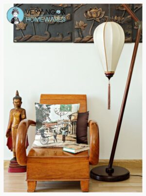 Cushion cover - Indochine colour - Dap Cau on chair - framed