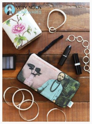 Phone pouch - Indochine colour - Saigon Woman on table - framed