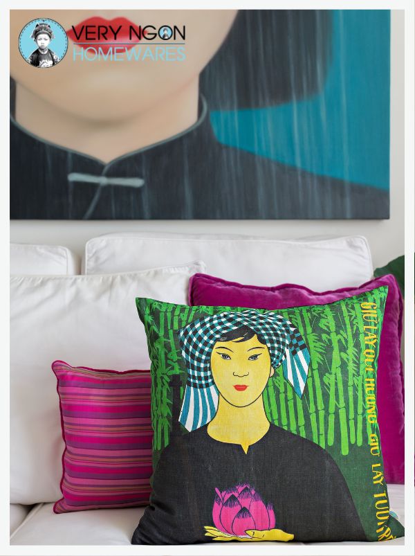 Cushion cover - Lotus Woman with painting