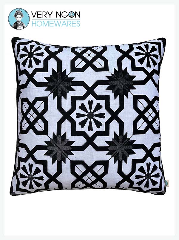 Cushion cover with piping - Sol Anciennes, Fleurs et Toiles