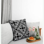 Cushion cover - with piping - Sol Anc, Petales Indochine - on couch