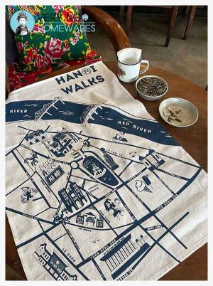Tea towel - Hanoi Walk map on table