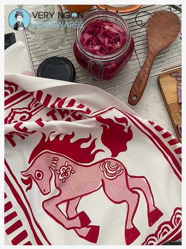 Tea towel - Fire Horse in kitchen framed