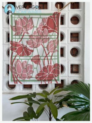 Tea towel - Lotus Blooming - hanging